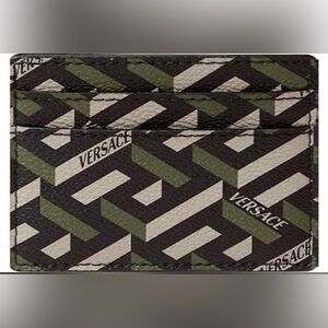 Versace La Greca Signature Card Case | Black/Military